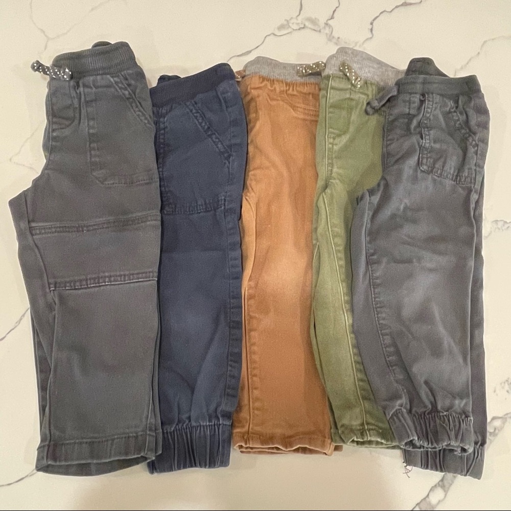 Set of 5 Jumping Beans Twill Pants (see description for sizes & colors)